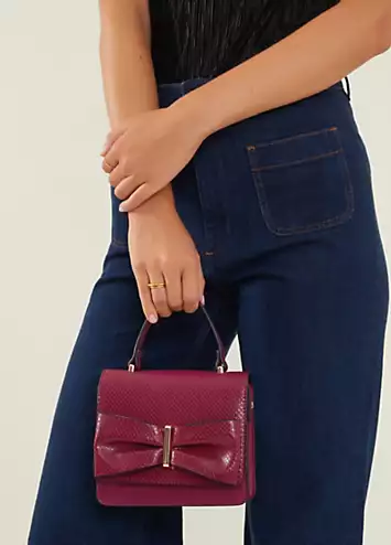 Accessorize Burgundy Bow Square Cross-Body Bag