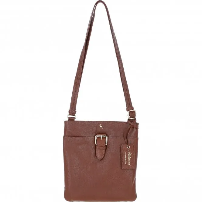 Ashwood Leather Smart Tab Cross Body Bag 2 Tone Tan: 63621/Tab