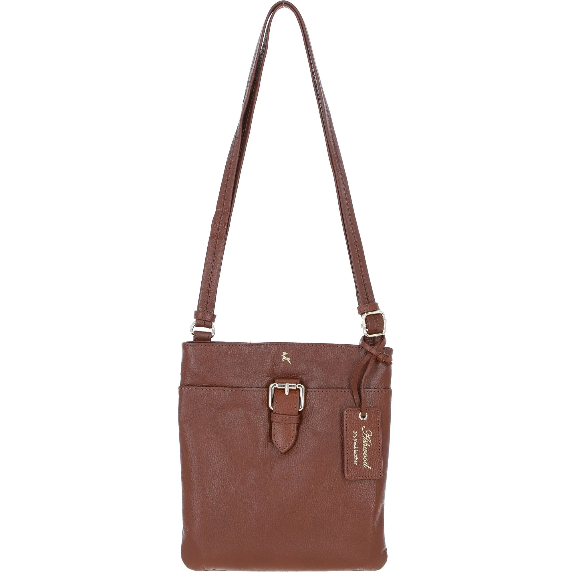 Ashwood Leather Smart Tab Cross Body Bag 2 Tone Tan: 63621/Tab