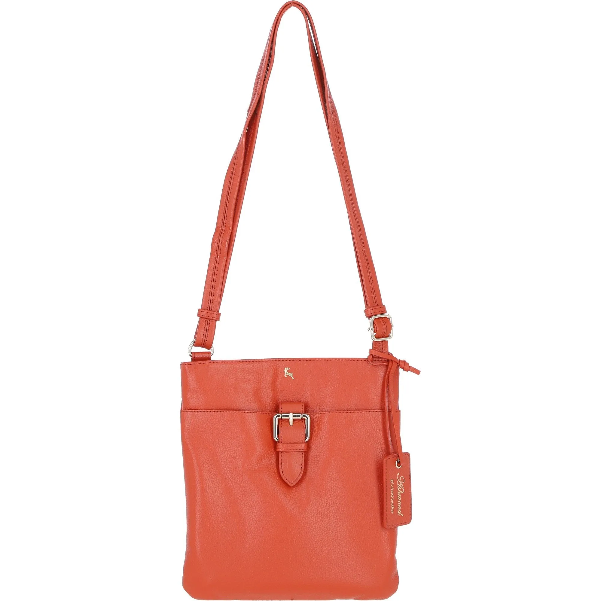 Ashwood Leather Smart Tab Cross Body Bag Burnt Orange: 63621/Tab