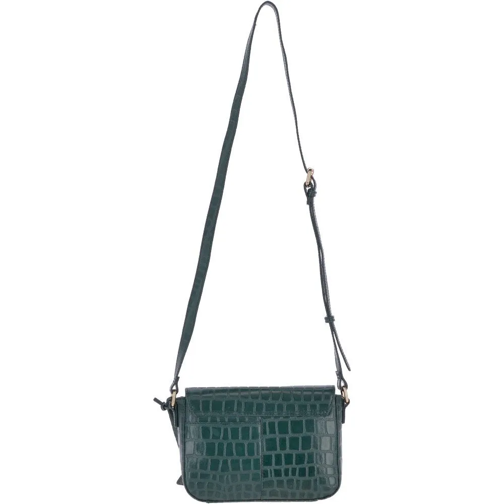 Ashwood Womens Crocodile Print Cross Body Bag Green: 63002/Nora