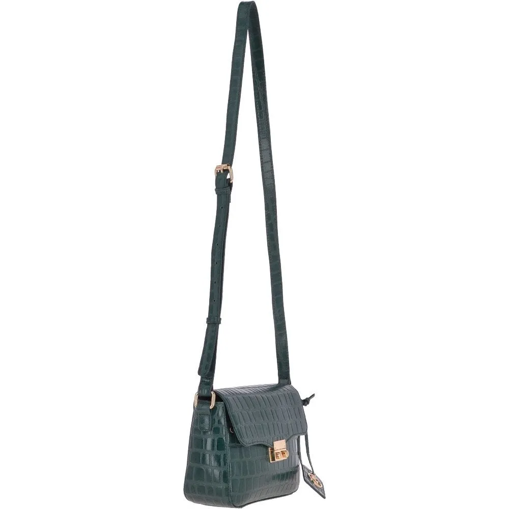 Ashwood Womens Crocodile Print Cross Body Bag Green: 63002/Nora