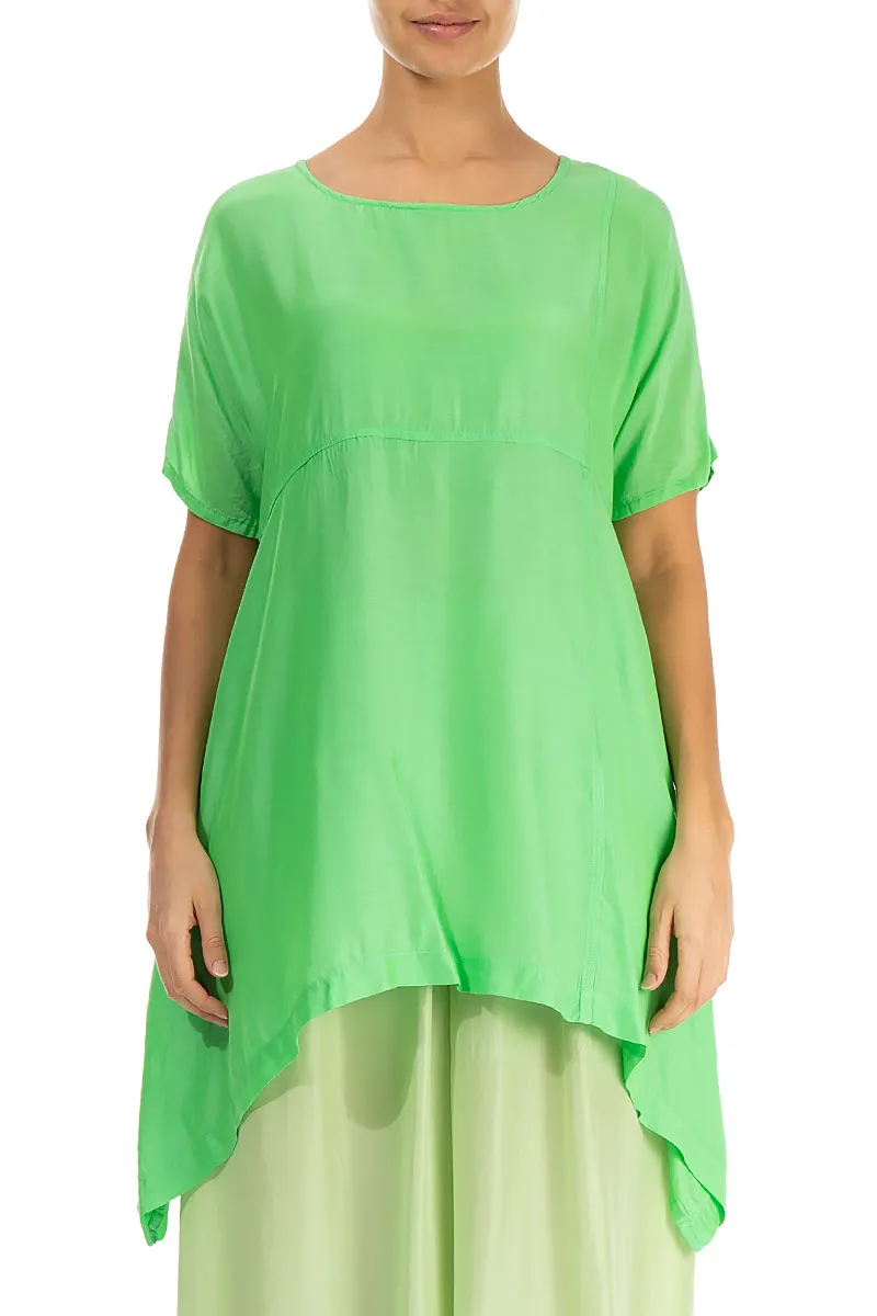 Asymmetric Green Silk Bamboo Tunic