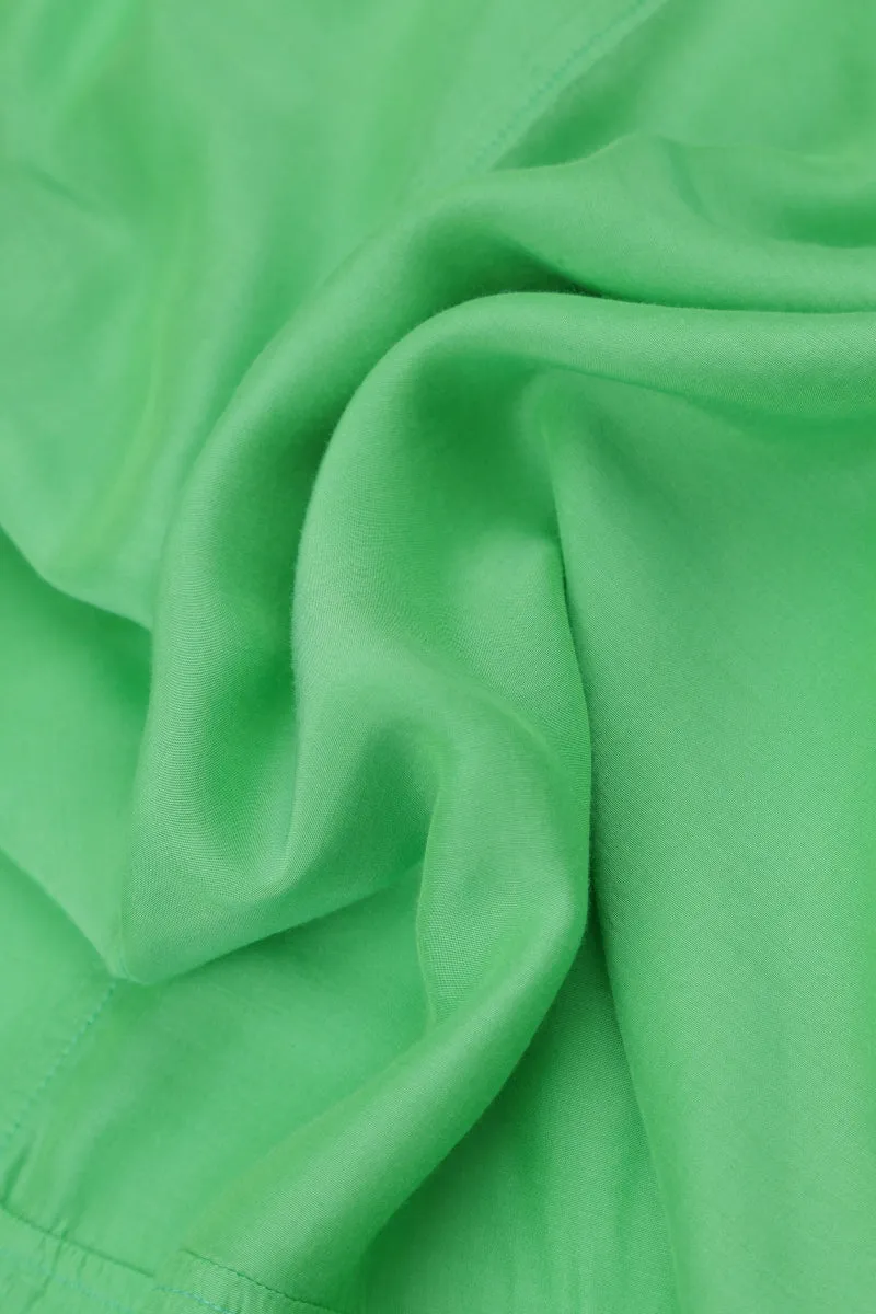 Asymmetric Green Silk Bamboo Tunic