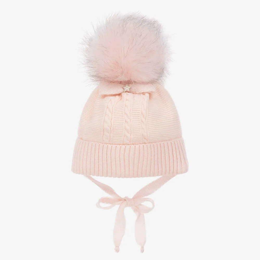 Baby Girls Pink Knitted Pom-Pom Hat