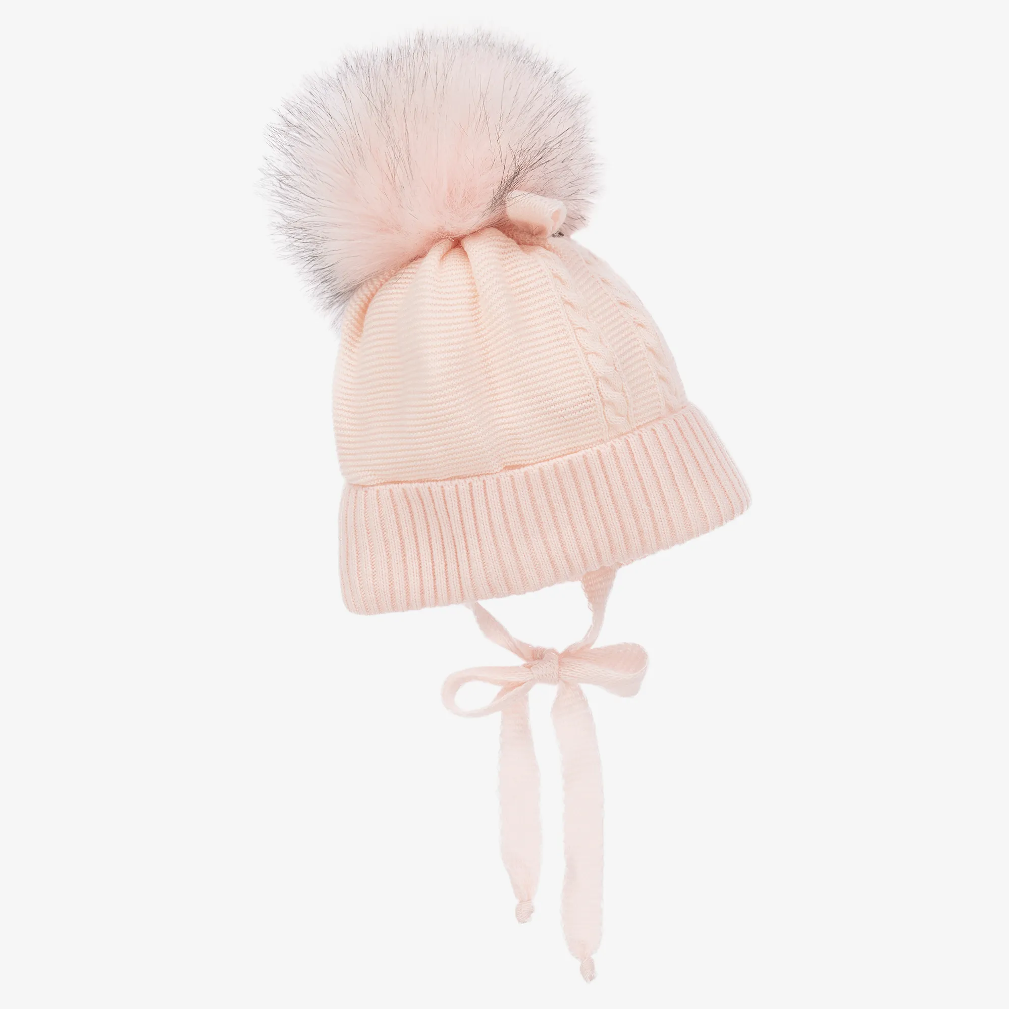 Baby Girls Pink Knitted Pom-Pom Hat