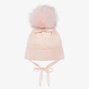 Baby Girls Pink Knitted Pom-Pom Hat