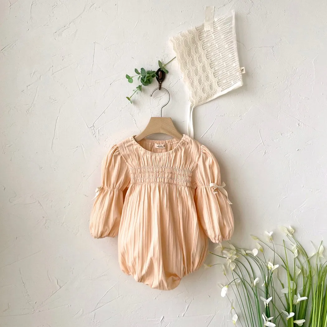 Baby Milk Smocked Bodice Bubble Romper (0-24m) - Apricot