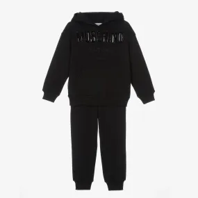 Black Cotton Logo Tracksuit