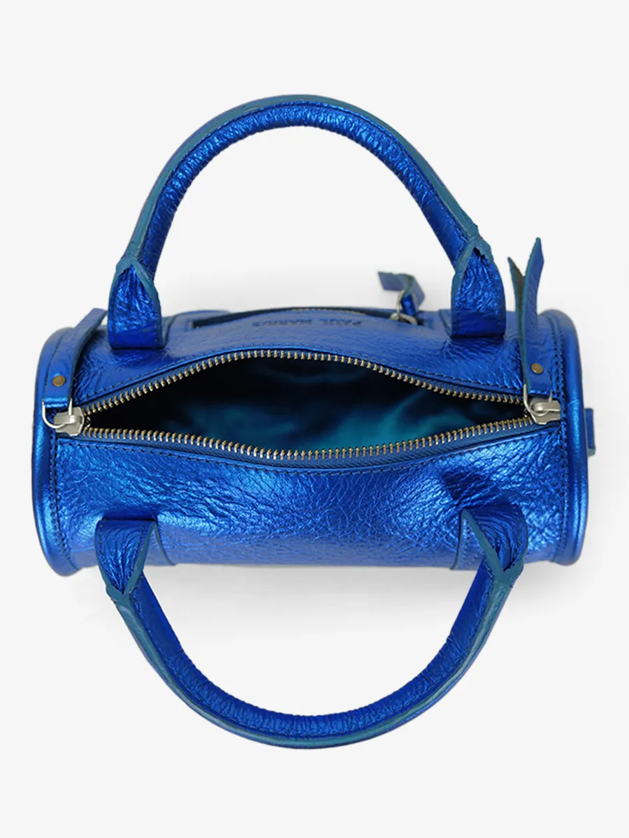 Blue Leather Cross-body Bag for Woman - Charlie Electric Blue | PAUL MARIUS