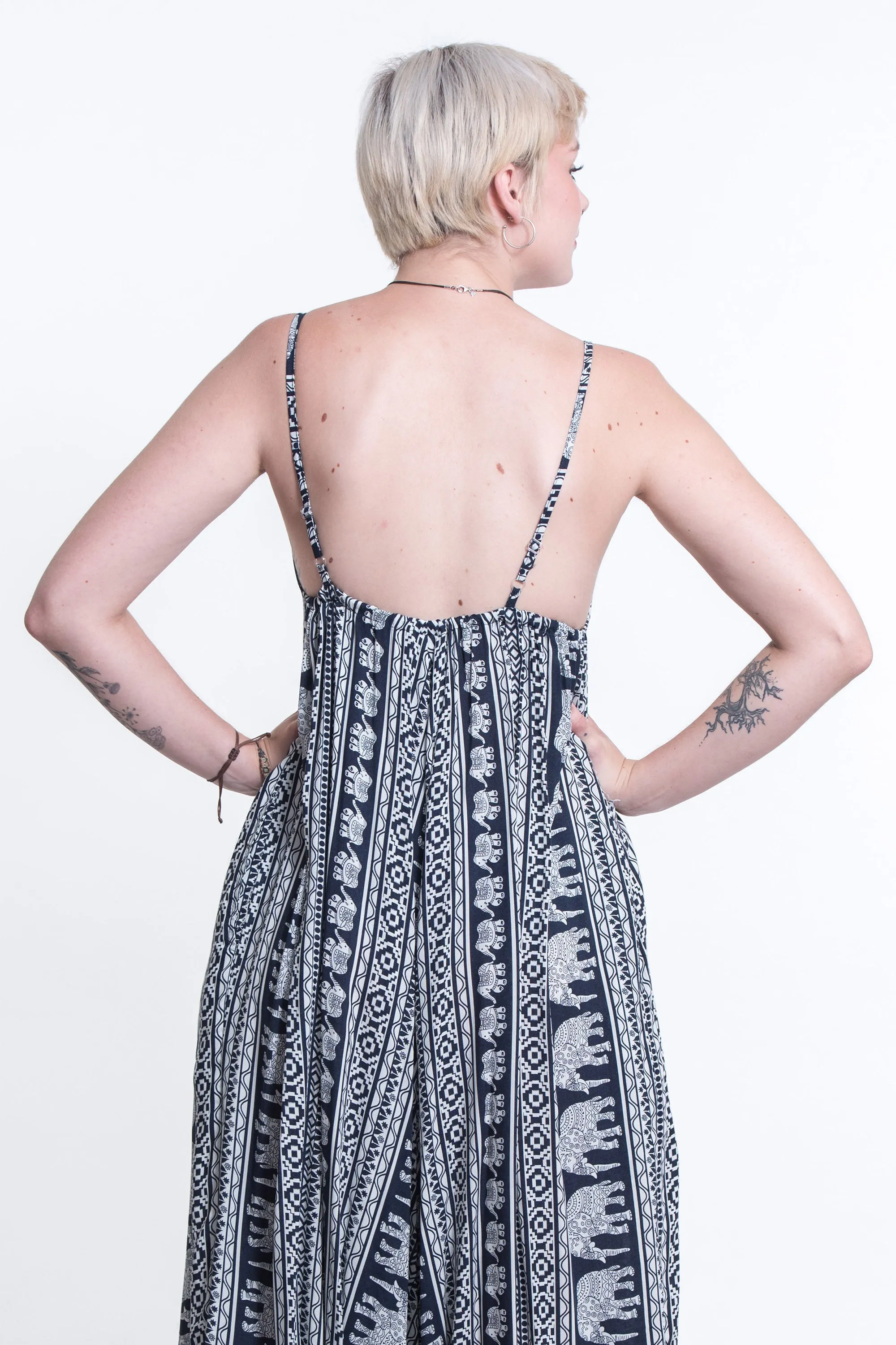 Boho Elephant Romper in Navy