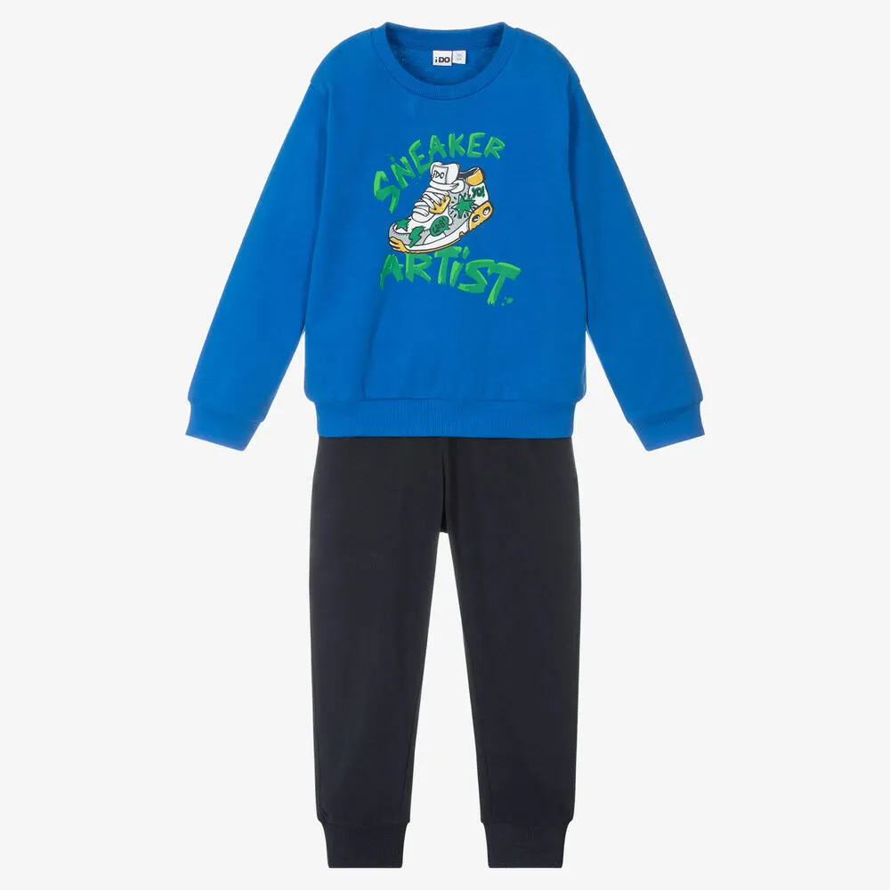 Boys Blue Cotton Sneaker Tracksuit 