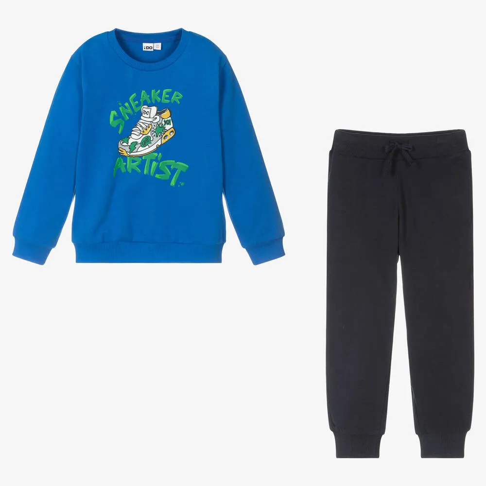 Boys Blue Cotton Sneaker Tracksuit 