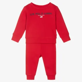 Boys Red Cotton Tracksuit