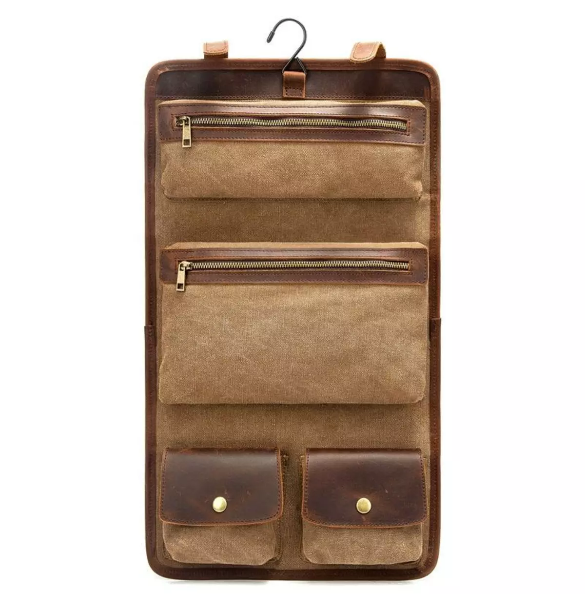 Canvas Leather Classic Hanging Toiletry Bag