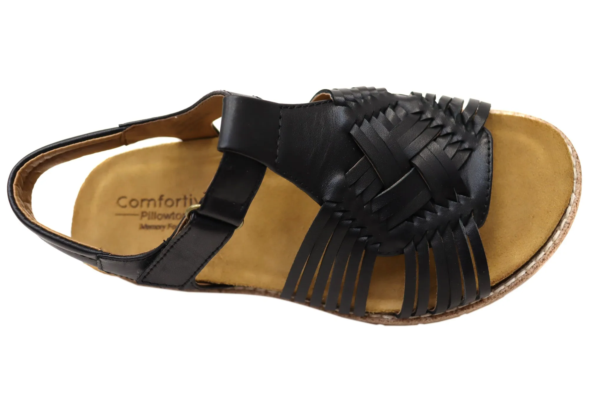 Comfortiva Gladia Womens Comfort Footbed Wide Fit Leather Sandals