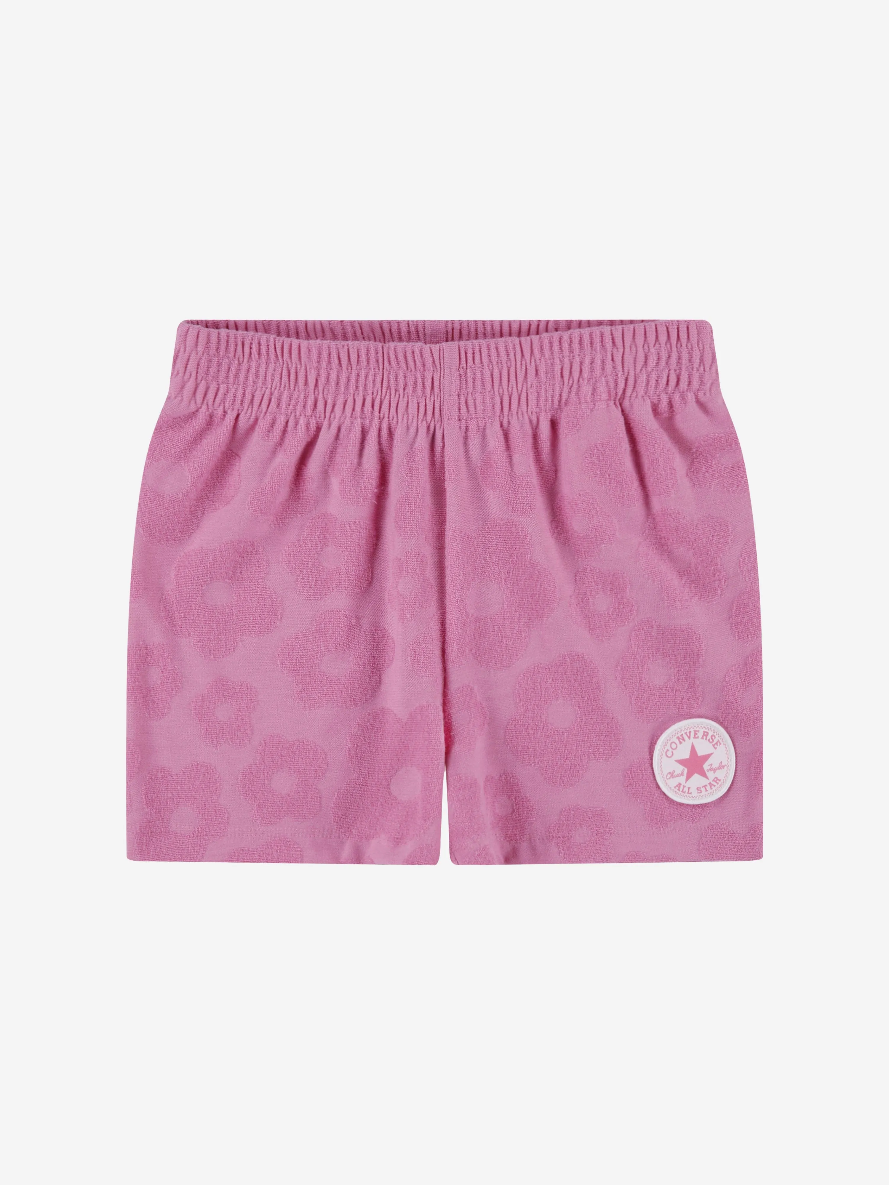 Converse Girls Floral Jacquard Short Set in Pink