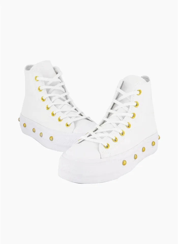 Converse Gold Stud White Lift Shoe