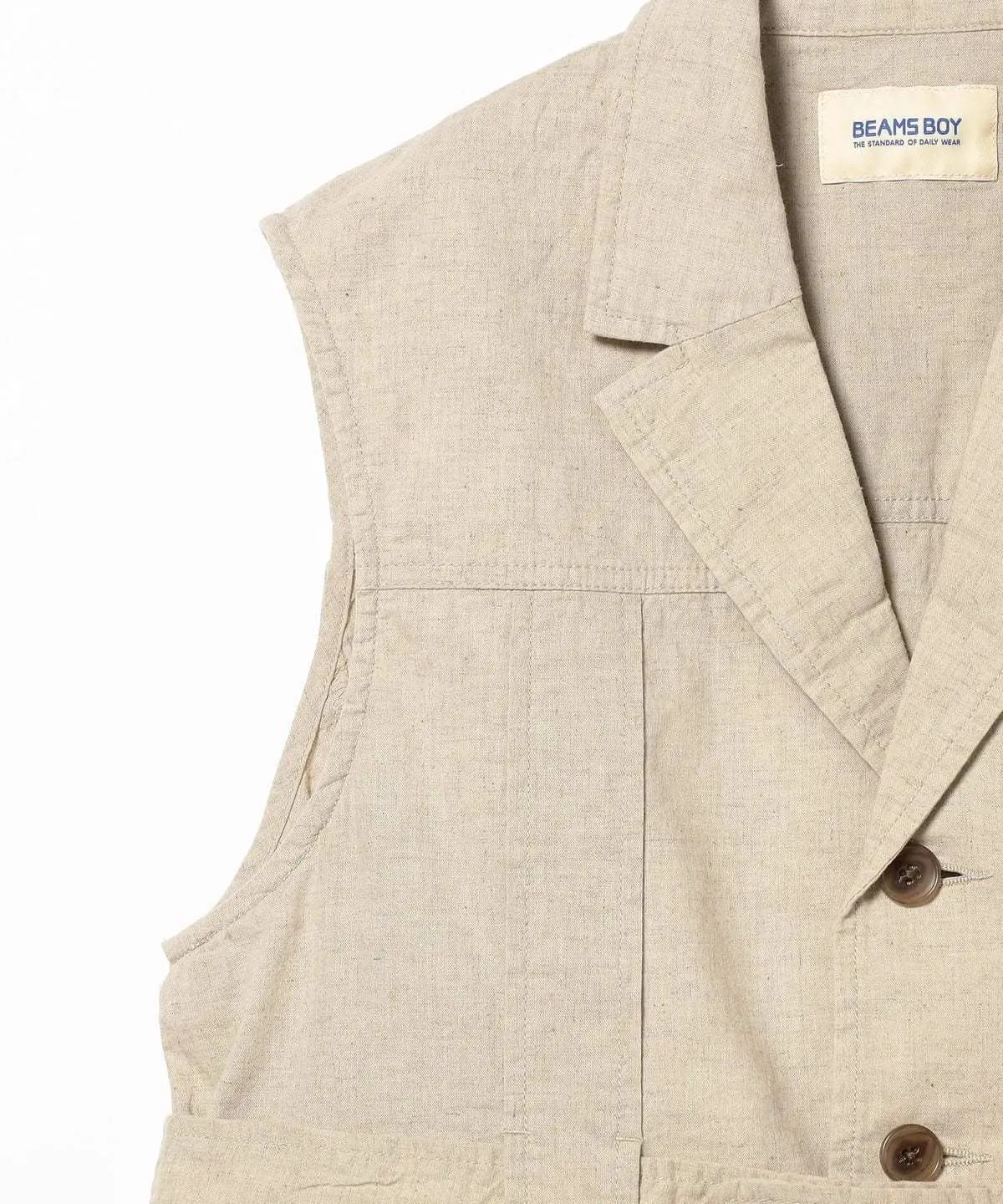 Cotton Linen Norfolk Vest - Beige