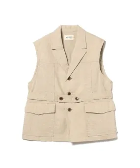 Cotton Linen Norfolk Vest - Beige