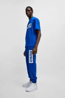 Cotton-terry tracksuit bottoms with logo print