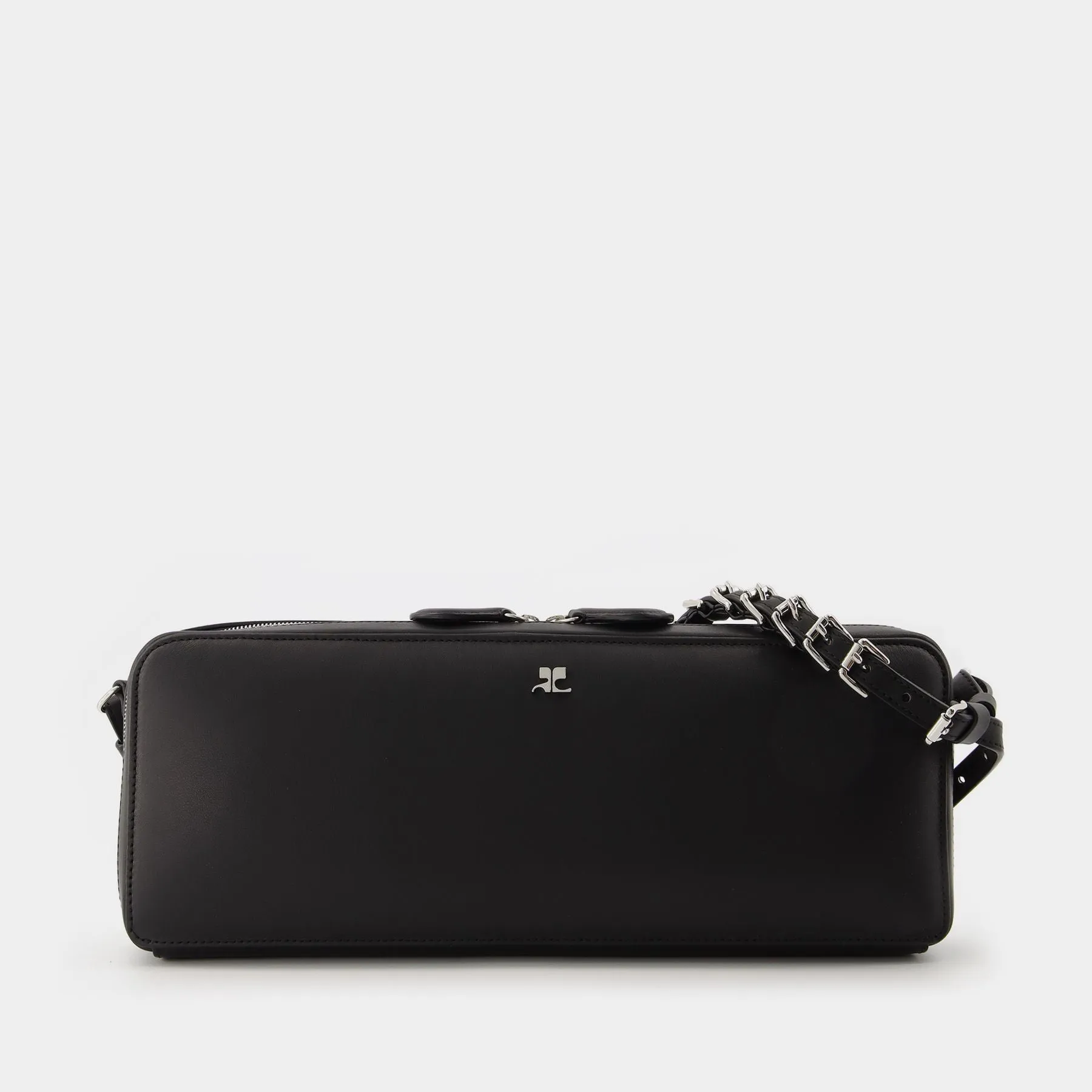 Courreges  Baguette Bag in Black Leather