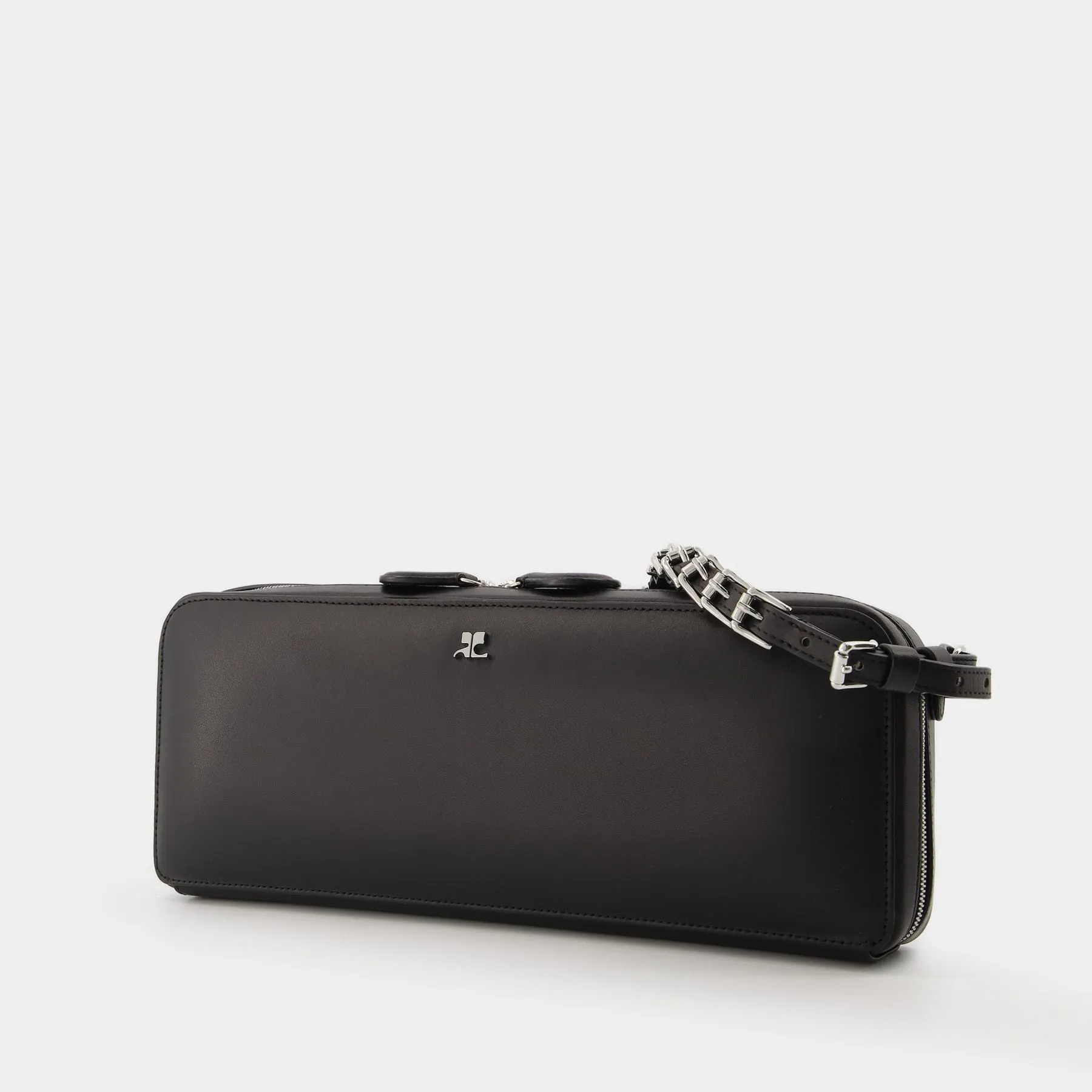 Courreges  Baguette Bag in Black Leather