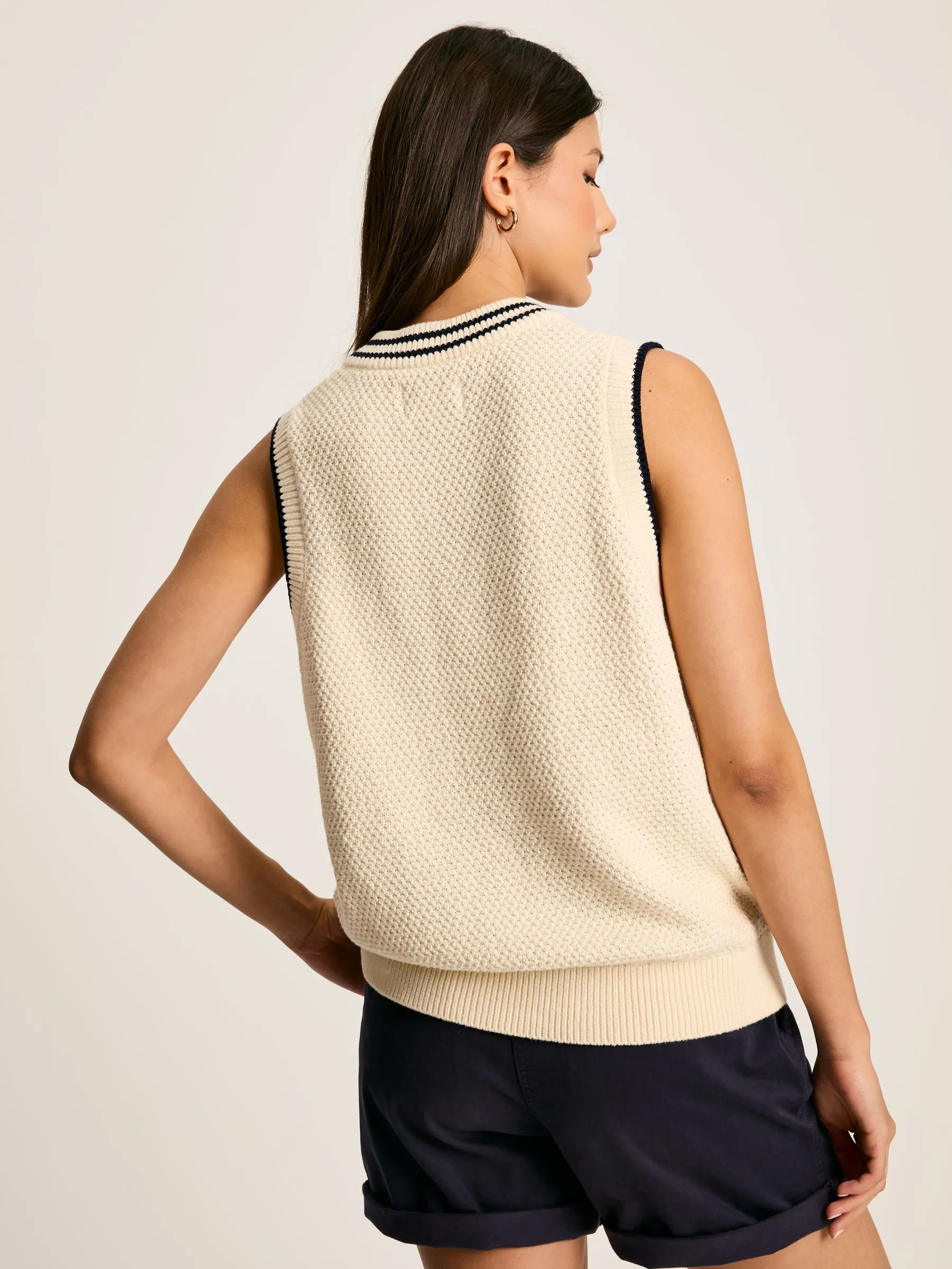 Cream Cable Knitted V-Neck Vest