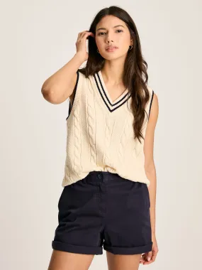 Cream Cable Knitted V-Neck Vest