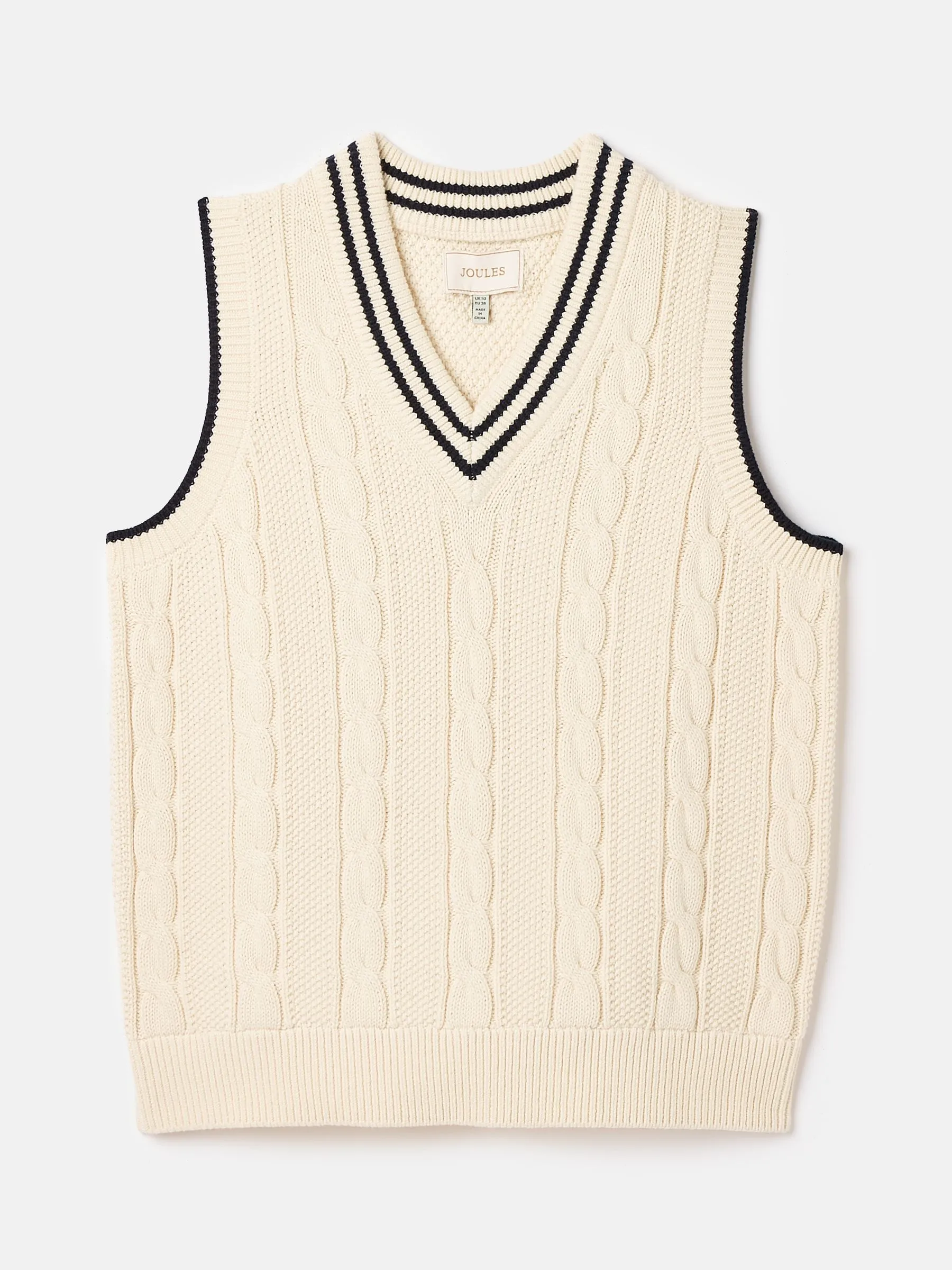 Cream Cable Knitted V-Neck Vest