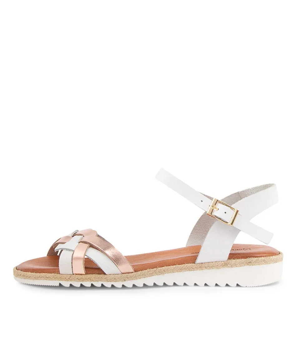 DJANGO & JULIETTE Fiamz White Rose Gold Leather Sandals