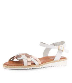 DJANGO & JULIETTE Fiamz White Rose Gold Leather Sandals