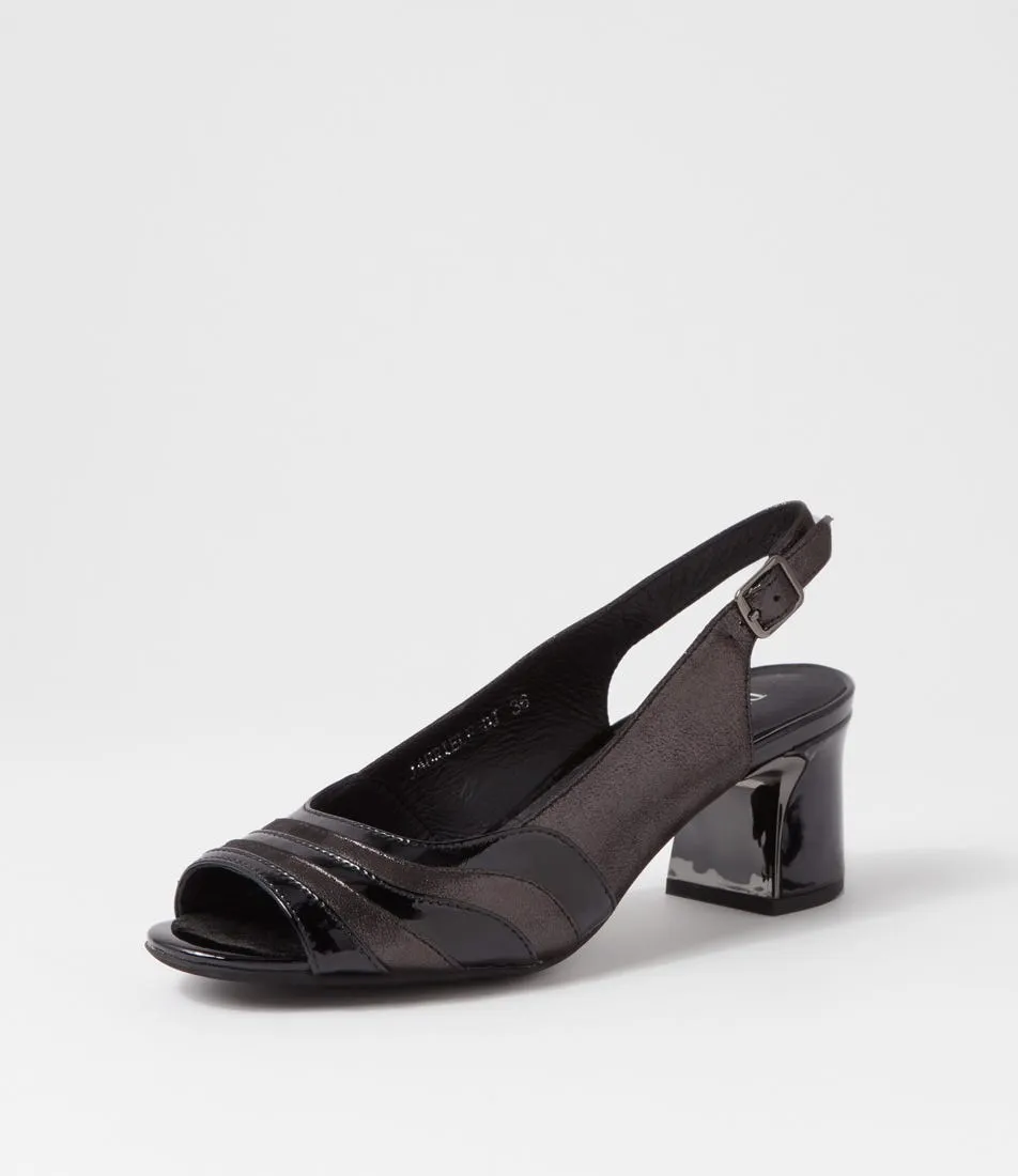 DJANGO & JULIETTE Jabriele Black Shimmer Patent Leather Sandals