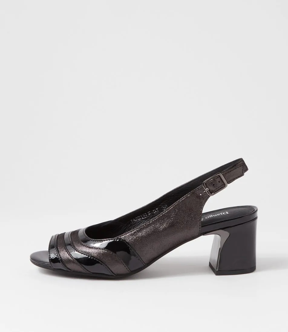 DJANGO & JULIETTE Jabriele Black Shimmer Patent Leather Sandals