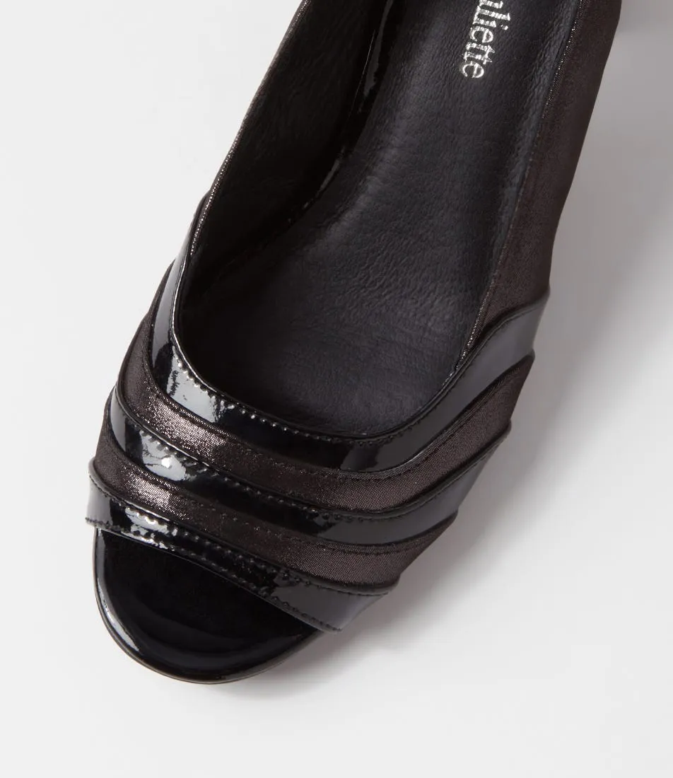 DJANGO & JULIETTE Jabriele Black Shimmer Patent Leather Sandals