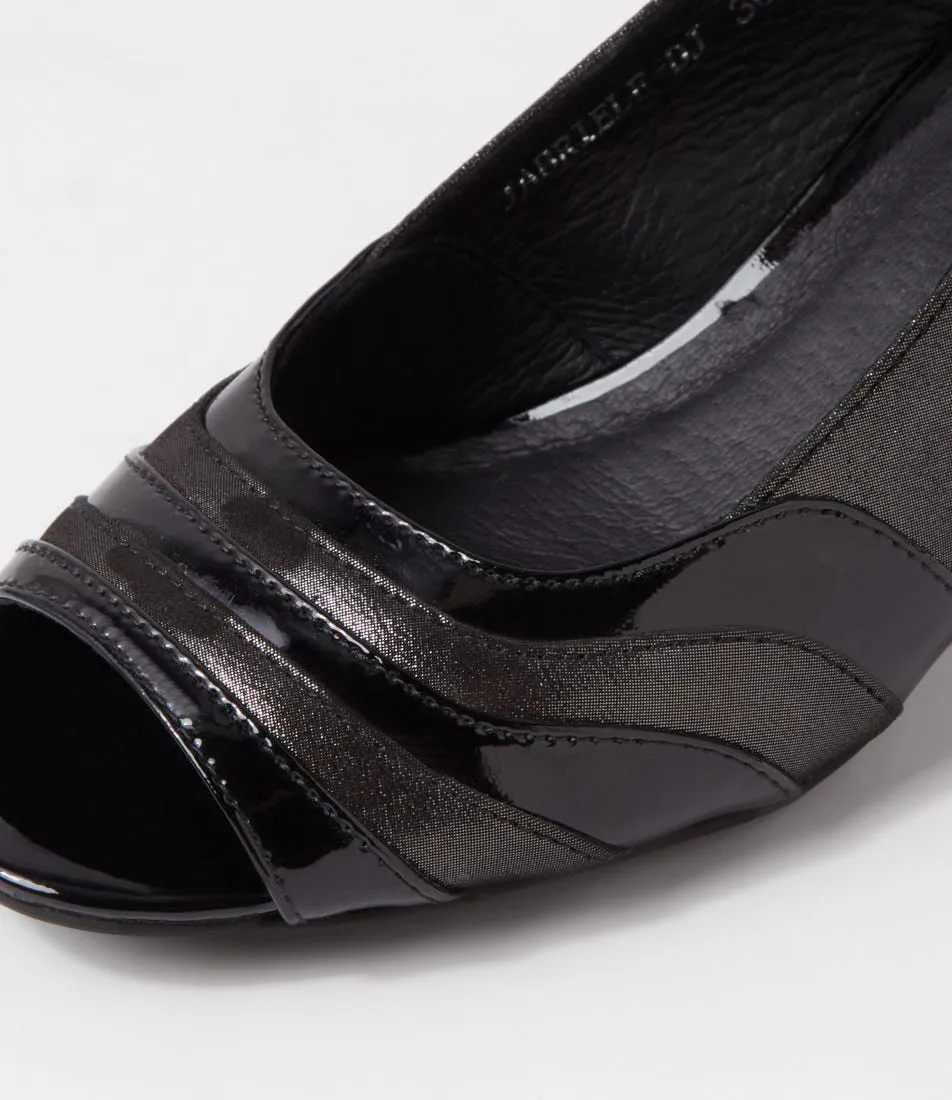 DJANGO & JULIETTE Jabriele Black Shimmer Patent Leather Sandals