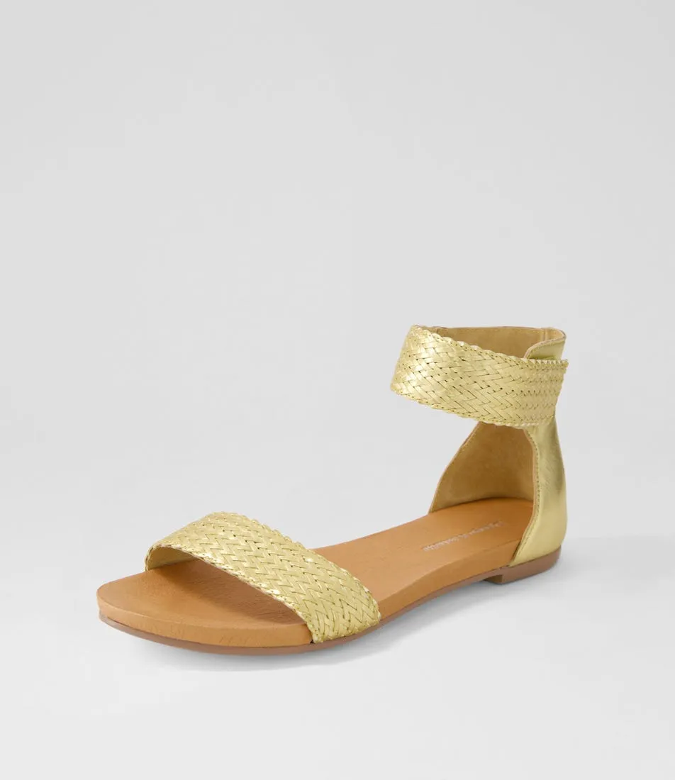 DJANGO & JULIETTE Jellan Old Gold Weave Leather Sandals