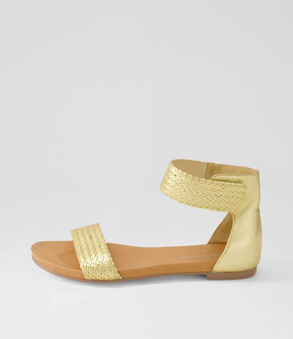 DJANGO & JULIETTE Jellan Old Gold Weave Leather Sandals