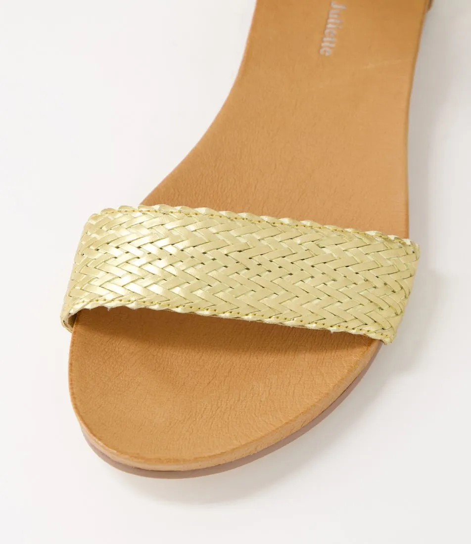 DJANGO & JULIETTE Jellan Old Gold Weave Leather Sandals