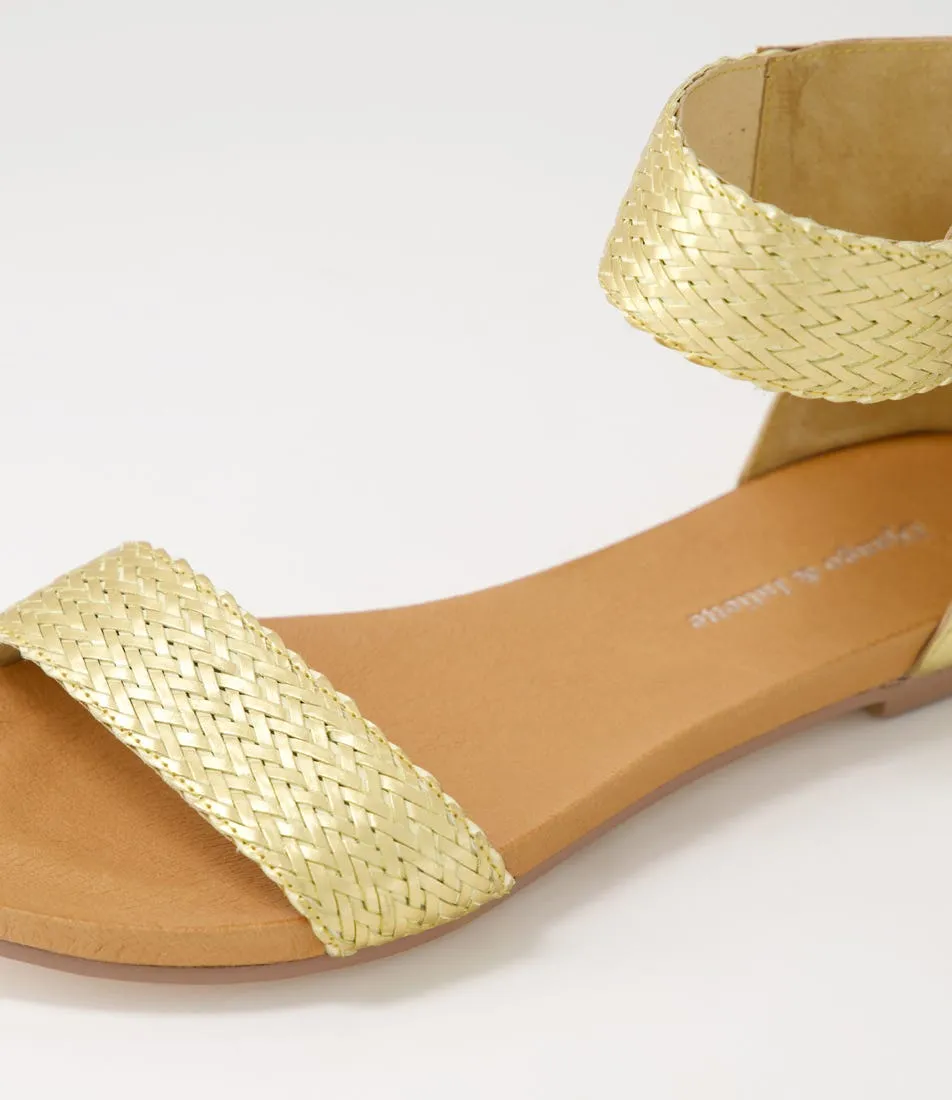 DJANGO & JULIETTE Jellan Old Gold Weave Leather Sandals