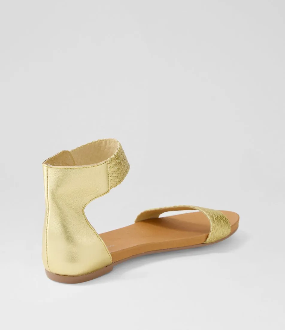 DJANGO & JULIETTE Jellan Old Gold Weave Leather Sandals