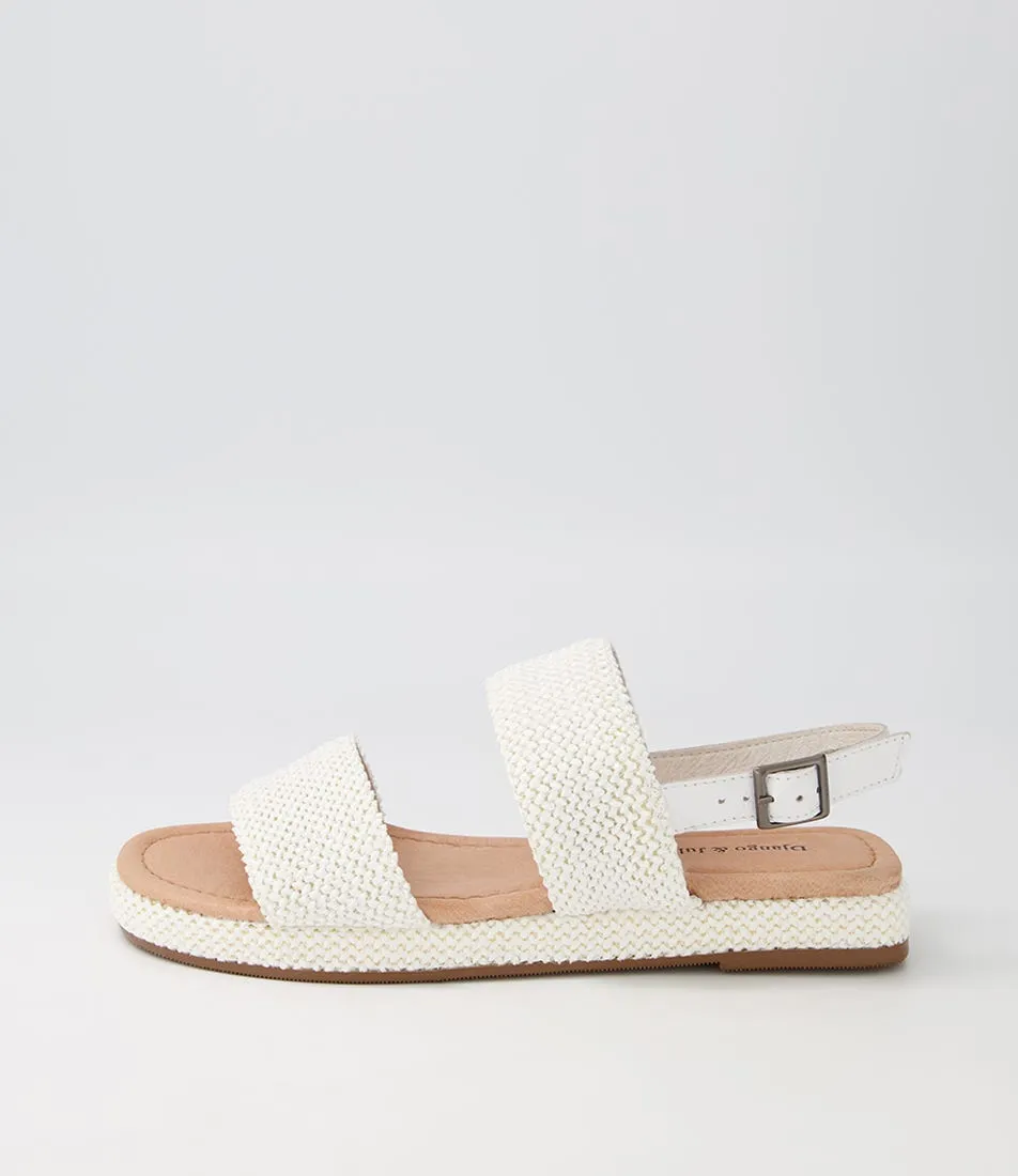 DJANGO & JULIETTE Sando White Woven Syn Raffia Sandals