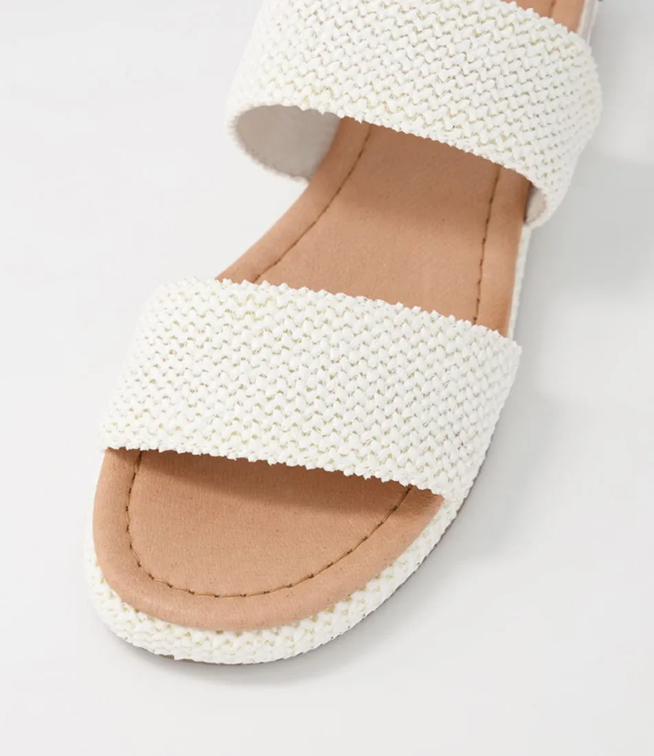 DJANGO & JULIETTE Sando White Woven Syn Raffia Sandals