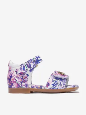 Dolce & Gabbana Girls Leather Wisteria Print Sandals