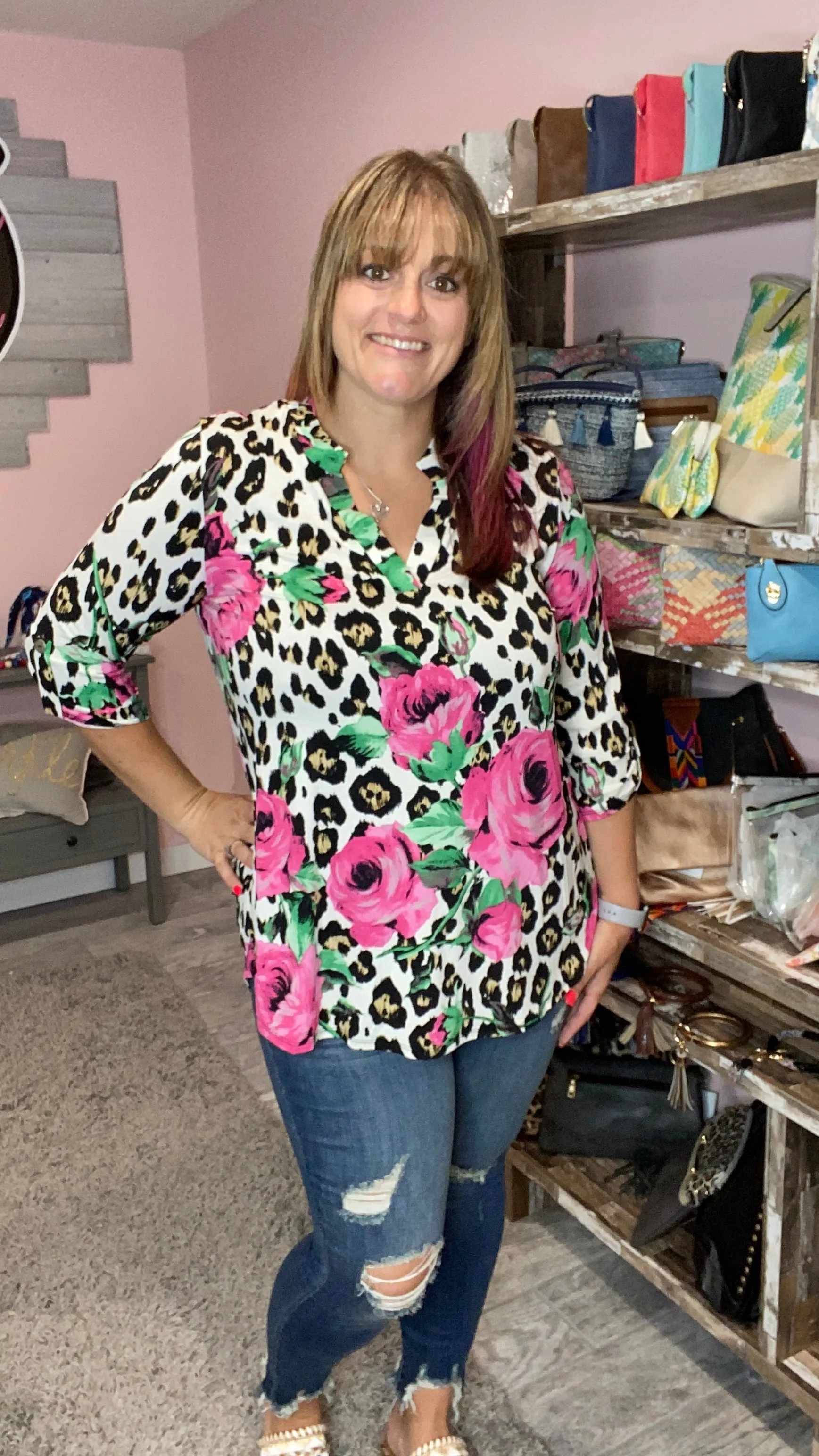 Floral Cheetah Gabby Tunic