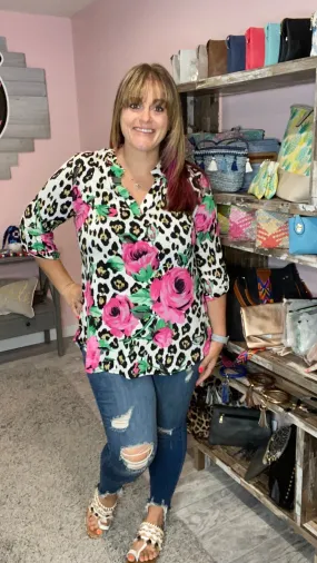 Floral Cheetah Gabby Tunic