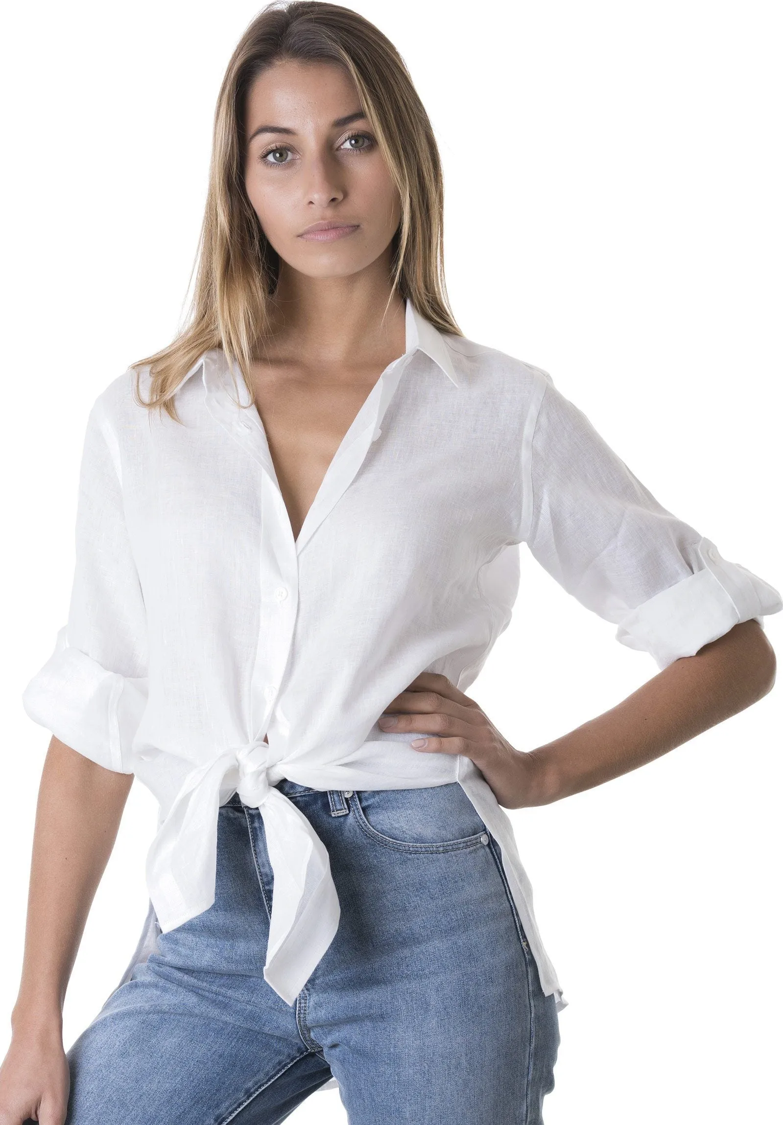 Gaia White Relaxed Linen Tunic