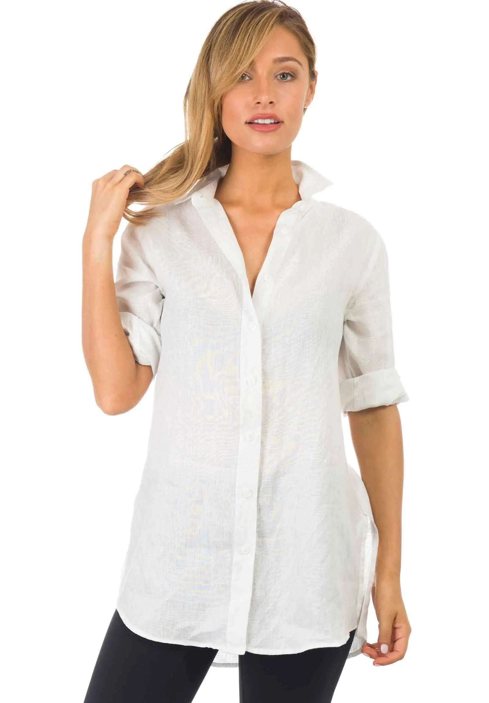 Gaia White Relaxed Linen Tunic