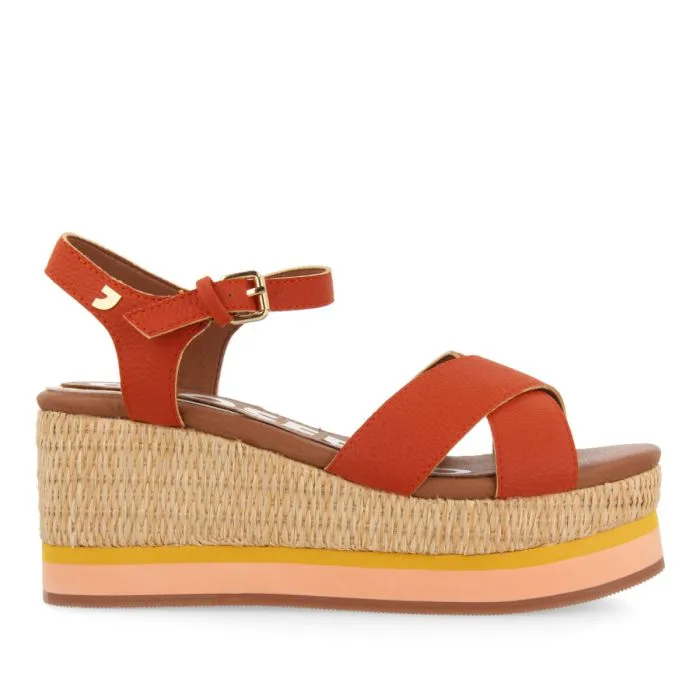 GIOSEPPO BRICK RED WEDGE SANDALS FOR WOMEN SEGET