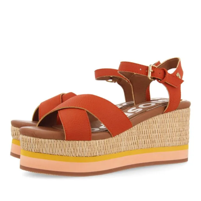 GIOSEPPO BRICK RED WEDGE SANDALS FOR WOMEN SEGET